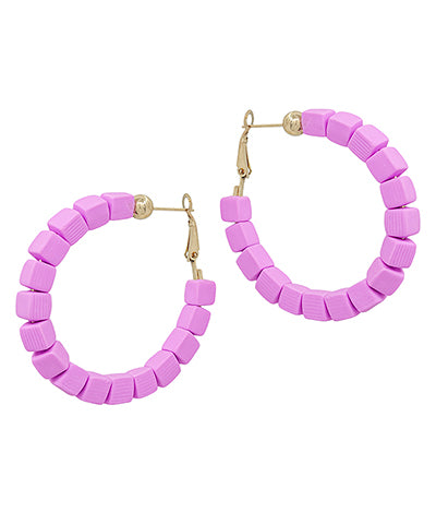 Square Clay Beads Hoops