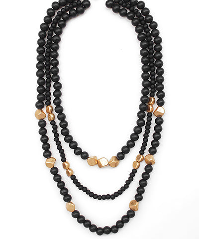 Wood & Metal Beads Necklace